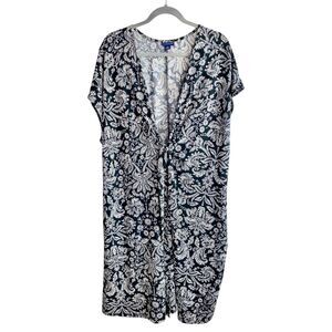 JG Hook 2XL Paisley Kimono Duster Cardigan Plus Size Front Tie Pockets Vintage